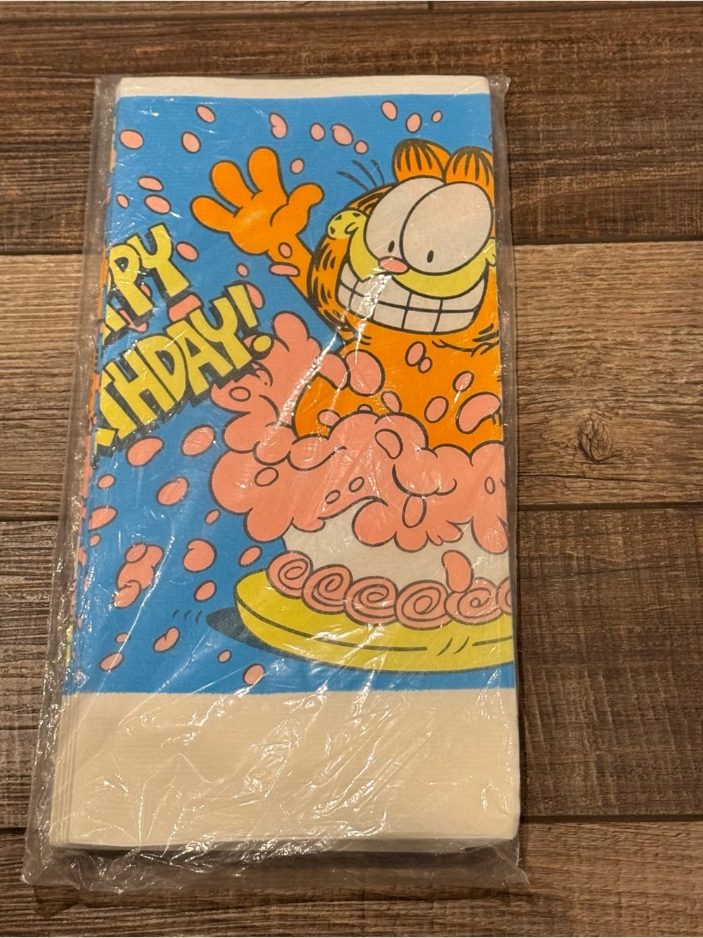 Vintage Hallmark Garfield Birthday Table Cloth 54"x102" New Made in USA